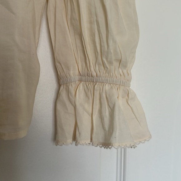 Reformation Amalie Tiered Square Neck Long Sleeve Top Embroidered Ivory | size 2 - Picture 9 of 12